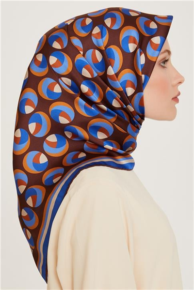Armine Geometrik Desenli Twill Saf İpek Eşarp 9219D 02