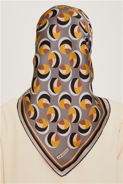 Armine Geometrik Desenli Twill Saf İpek Eşarp 9219D 36