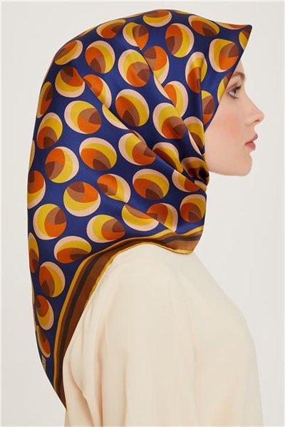 Armine Geometrik Desenli Twill Saf İpek Eşarp 9219D 50