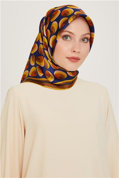 Armine Geometrik Desenli Twill Saf İpek Eşarp 9219D 50