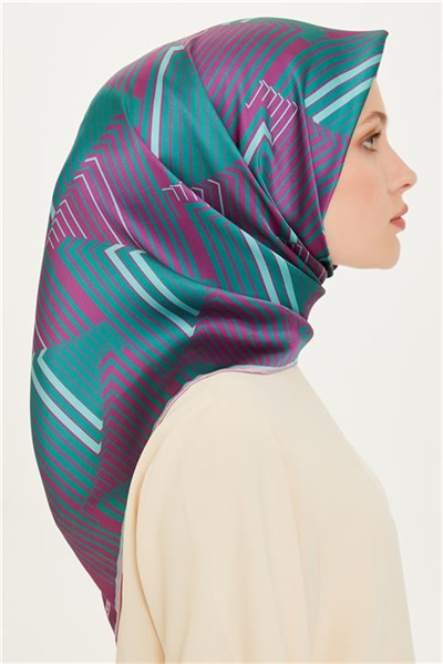 Armine Geometrik Desenli Twill Saf İpek Eşarp 9218D 83 39