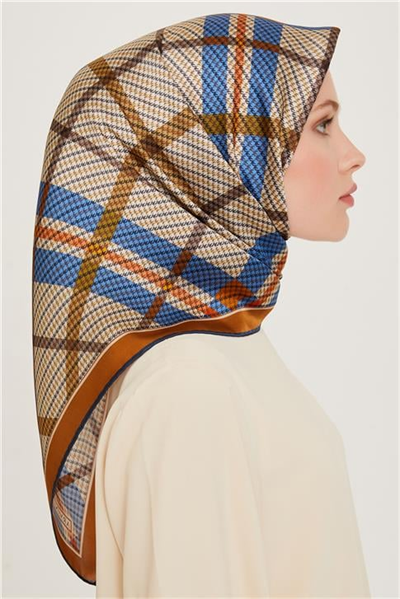 Armine Geometrik Desenli Twill Saf İpek Eşarp 9247D 01