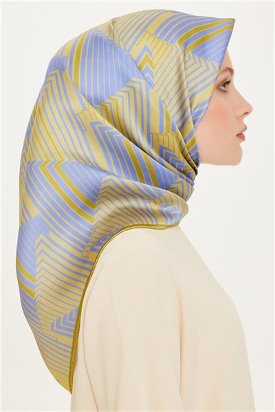 Armine Geometrik Desenli Twill Saf İpek Eşarp 9218D 83 10