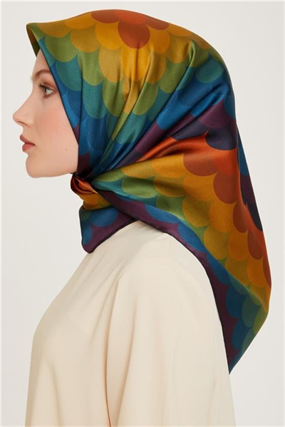 Armine Geometrik Desenli Twill Saf İpek Eşarp 9212D 81 35