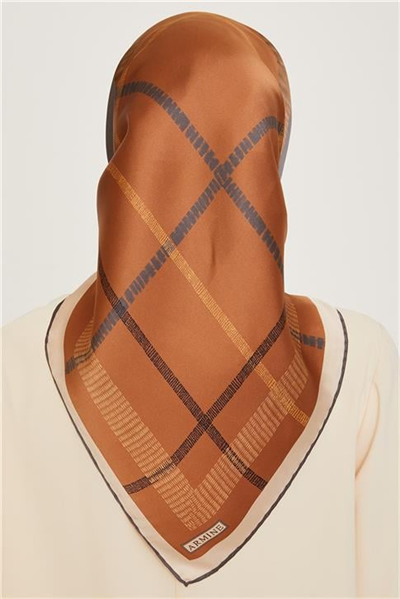 Armine Geometrik Desenli Twill Saf İpek Eşarp 9206D 09
