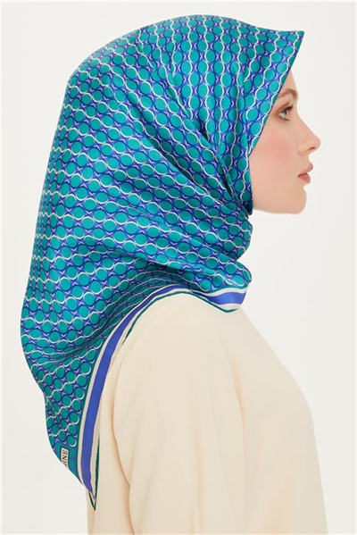 Armine Geometrik Desenli Twill Saf İpek Eşarp 9226D 06