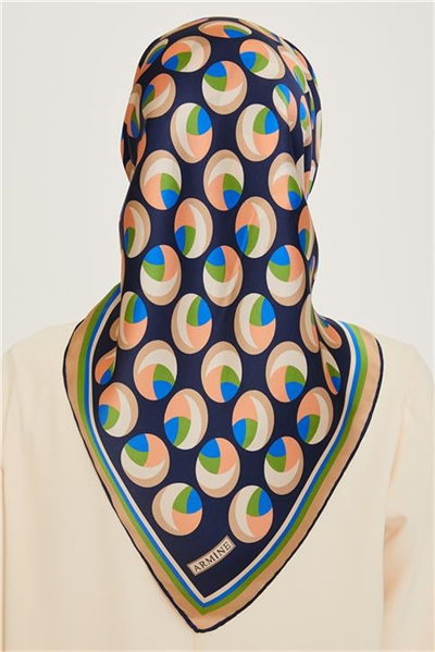 Armine Geometrik Desenli Twill Saf İpek Eşarp 9219D 81