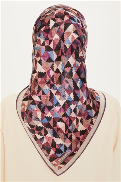 Armine Geometrik Desenli Twill Saf İpek Eşarp 9214D 85 83