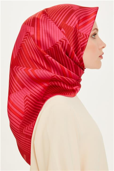 Armine Geometrik Desenli Twill Saf İpek Eşarp 9218D 83 08