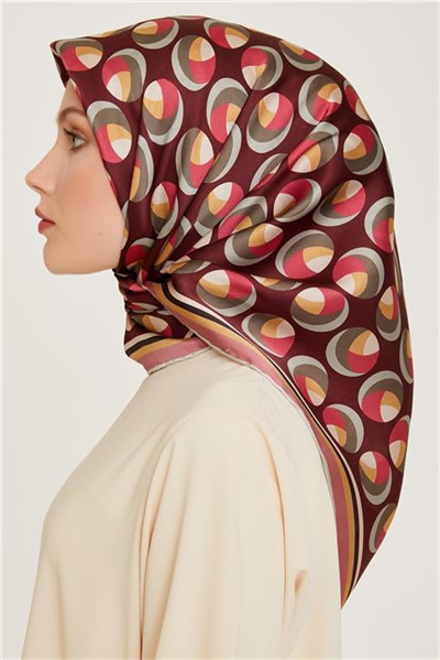 Armine Geometrik Desenli Twill Saf İpek Eşarp 9219D 37