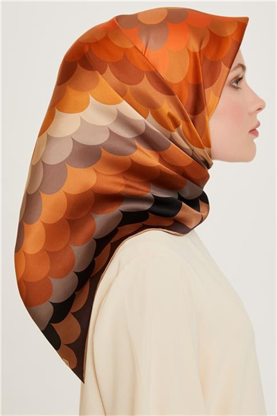Armine Geometrik Desenli Twill Saf İpek Eşarp 9212D 81 33