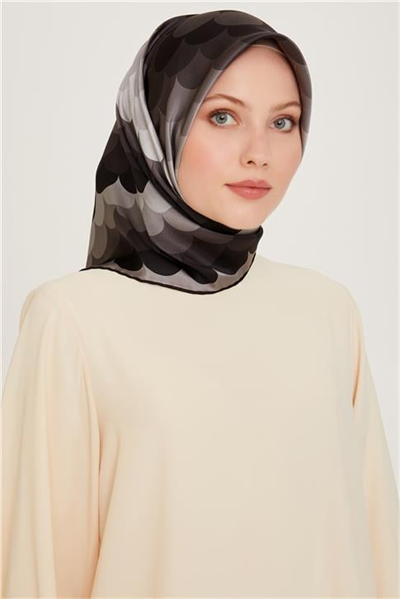 Armine Geometrik Desenli Twill Saf İpek Eşarp 9212D 81 81