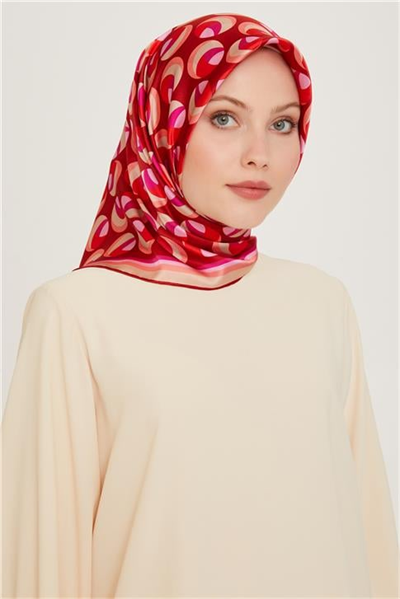 Armine Geometrik Desenli Twill Saf İpek Eşarp 9219D 83