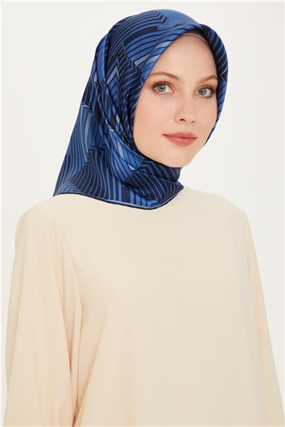 Armine Geometrik Desenli Twill Saf İpek Eşarp 9218D 83 85