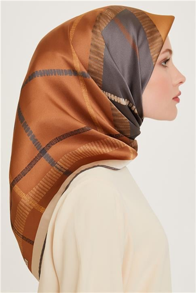 Armine Geometrik Desenli Twill Saf İpek Eşarp 9206D 09