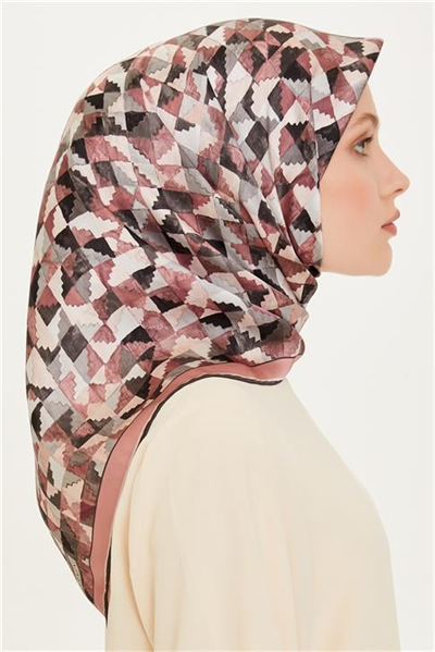 Armine Geometrik Desenli Twill Saf İpek Eşarp 9214D 85 86