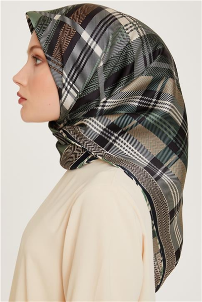 Armine Geometrik Desenli Twill Saf İpek Eşarp 9223D 36