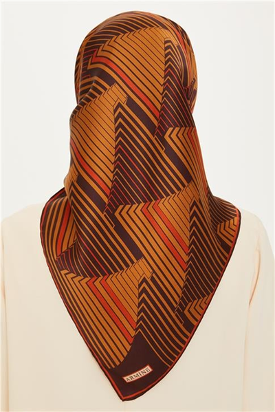 Armine Geometrik Desenli Twill Saf İpek Eşarp 9218D 83 05