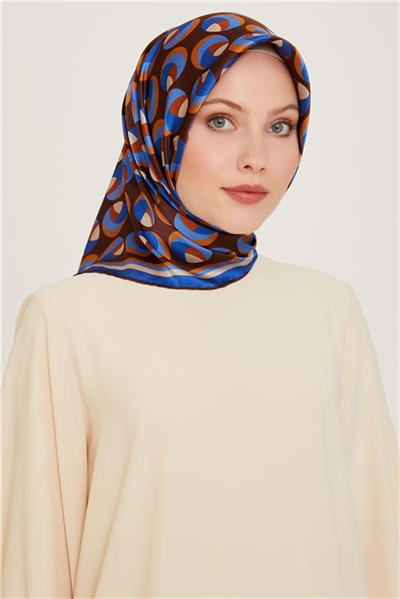 Armine Geometrik Desenli Twill Saf İpek Eşarp 9219D 02