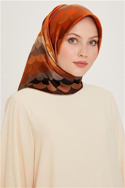 Armine Geometrik Desenli Twill Saf İpek Eşarp 9212D 81 33