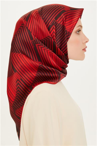 Armine Geometrik Desenli Twill Saf İpek Eşarp 9218D 83 82