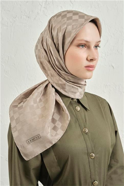 Armine Jakarlı İpek Pamuk Dama Eşarp 26 08
