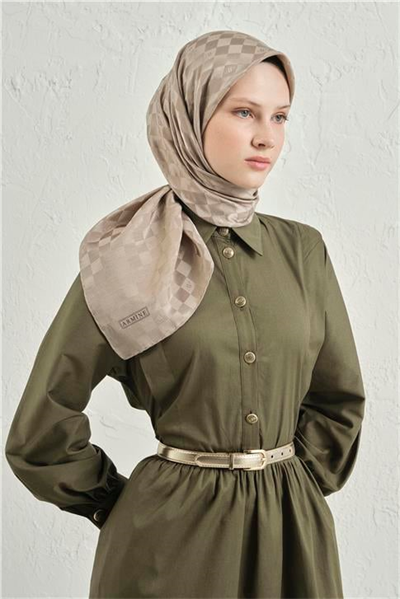 Armine Jakarlı İpek Pamuk Dama Eşarp 26 08