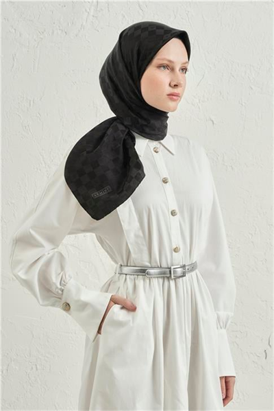 Armine Jakarlı İpek Pamuk Dama Eşarp 26 01