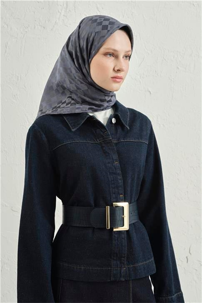 Armine Jakarlı İpek Pamuk Dama Eşarp 26 19