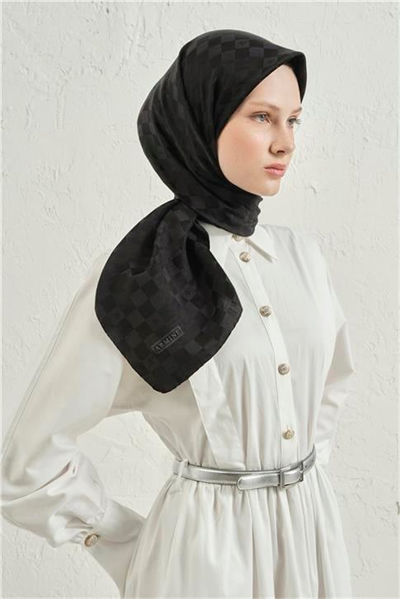 Armine Jakarlı İpek Pamuk Dama Eşarp 26 01