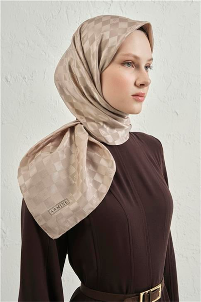 Armine Jakarlı İpek Pamuk Dama Eşarp 26 07