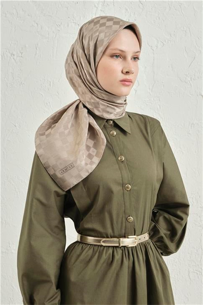 Armine Jakarlı İpek Pamuk Dama Eşarp 26 08