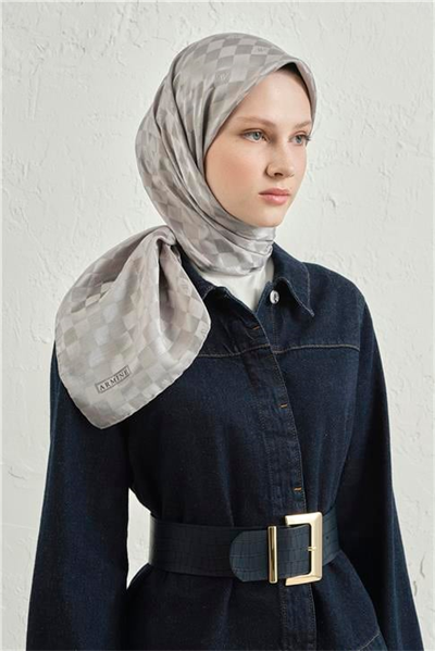 Armine Jakarlı İpek Pamuk Dama Eşarp 26 22