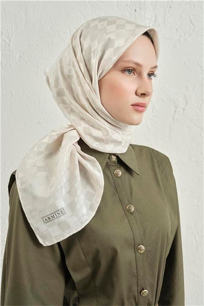 Armine Jakarlı İpek Pamuk Dama Eşarp 26 17