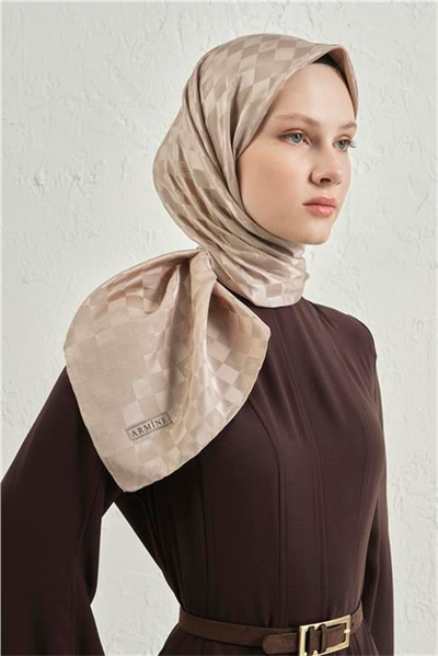 Armine Jakarlı İpek Pamuk Dama Eşarp 26 07