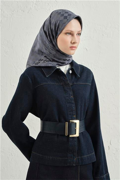 Armine Jakarlı İpek Pamuk Dama Eşarp 26 19