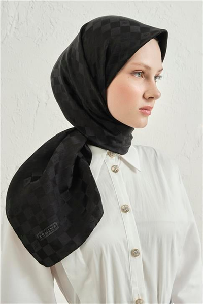 Armine Jakarlı İpek Pamuk Dama Eşarp 26 01