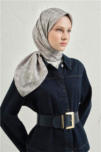 Armine Jakarlı İpek Pamuk Dama Eşarp 26 22