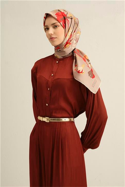 Armine Klasik Desenli İpek Sura Eşarp 9342 37