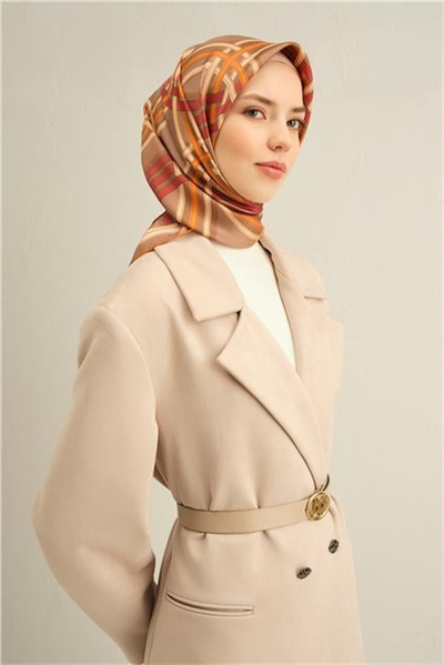Armine Klasik Desenli Saf İpek Sura Eşarp 9333D 03