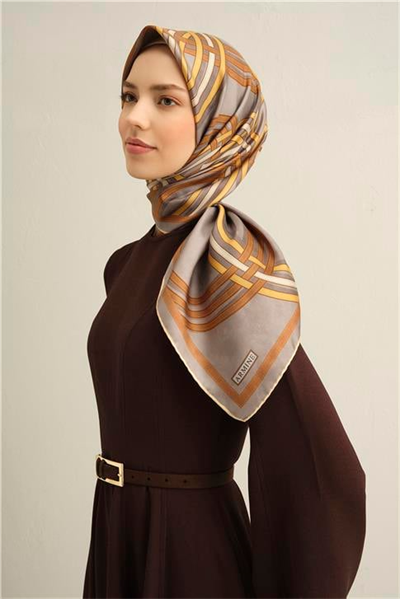 Armine Klasik Desenli Saf İpek Sura Eşarp 9333D 32
