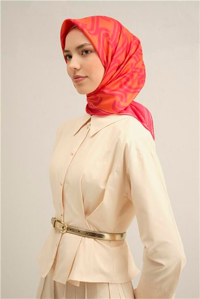 Armine Klasik Desenli Saf İpek Sura Eşarp 9343D 89