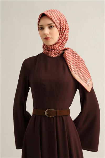 Armine Klasik Desenli Saf İpek Sura Eşarp 9319D 07