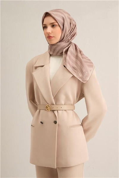 Armine Klasik Desenli Saf İpek Sura Eşarp 9351D 02