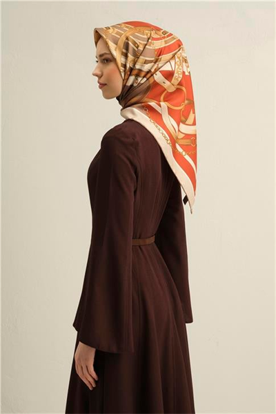 Armine Klasik Desenli Saf İpek Sura Eşarp 9315D 05
