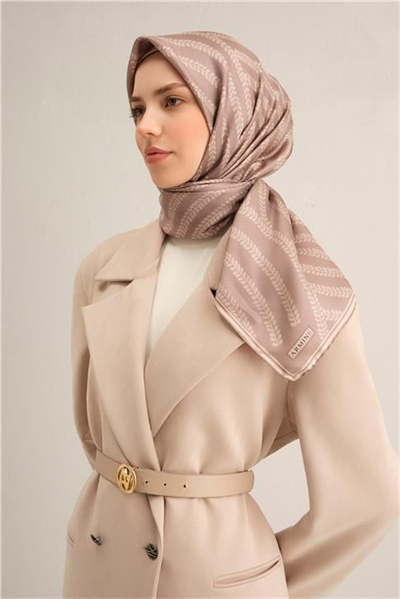 Armine Klasik Desenli Saf İpek Sura Eşarp 9351D 02