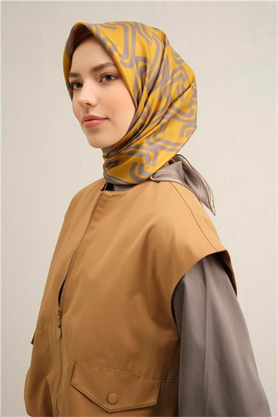 Armine Klasik Desenli Saf İpek Sura Eşarp 9343D 05
