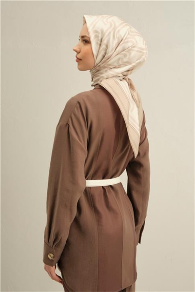 Armine Klasik Desenli Saf İpek Sura Eşarp 9343D 34