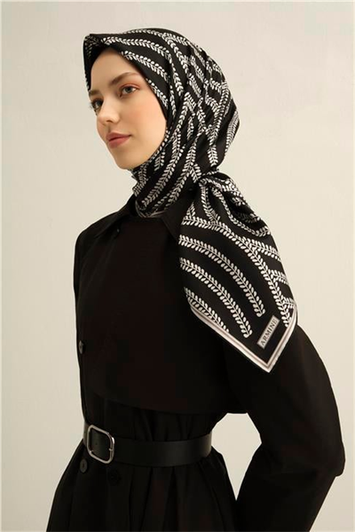 Armine Klasik Desenli Saf İpek Sura Eşarp 9351D 55