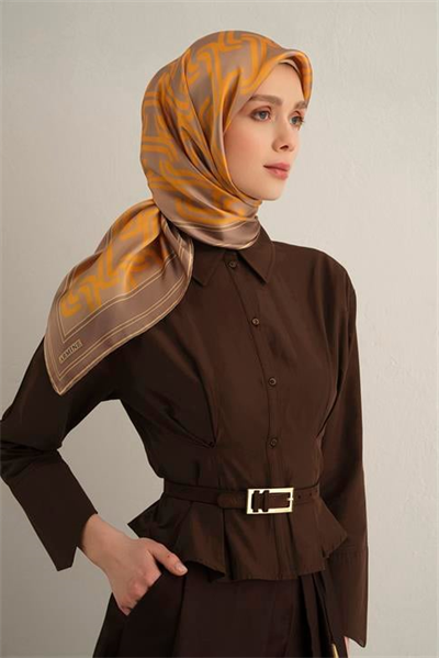 Armine Klasik Desenli Saf İpek Sura Eşarp 9343D 36